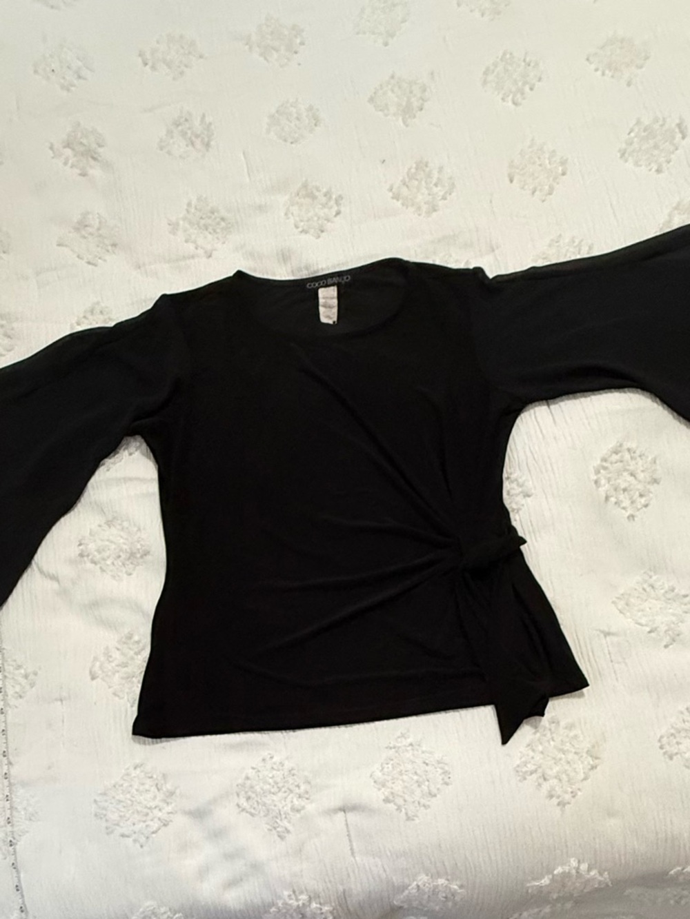 Coco Bianco Black Side-Tie Women's Top - Picture 3 of 5